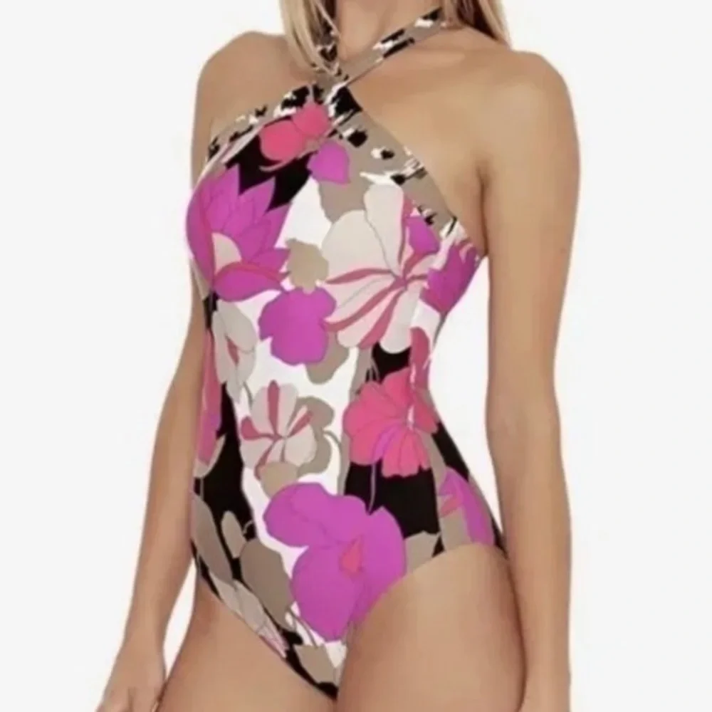 Trina Turk Reversible Lynx High Neck‎ Maillot One Piece Swimsuit